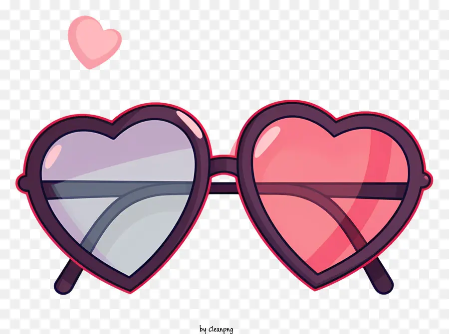 солнцезащитные очки с сердцем，розовые и фиолетовые линзы PNG