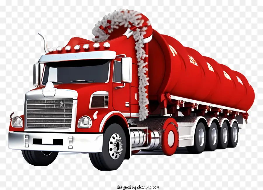 красный грузовик，большая кабина PNG