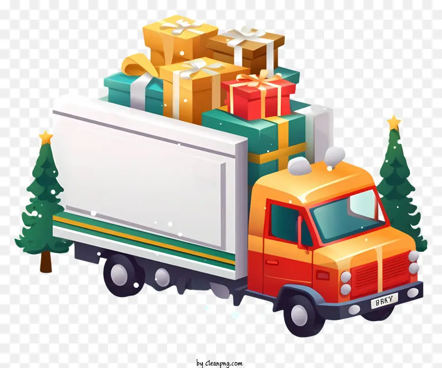 Рождественский грузовик，подарки PNG