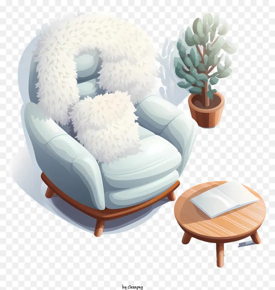 уютная комната，белый стул PNG