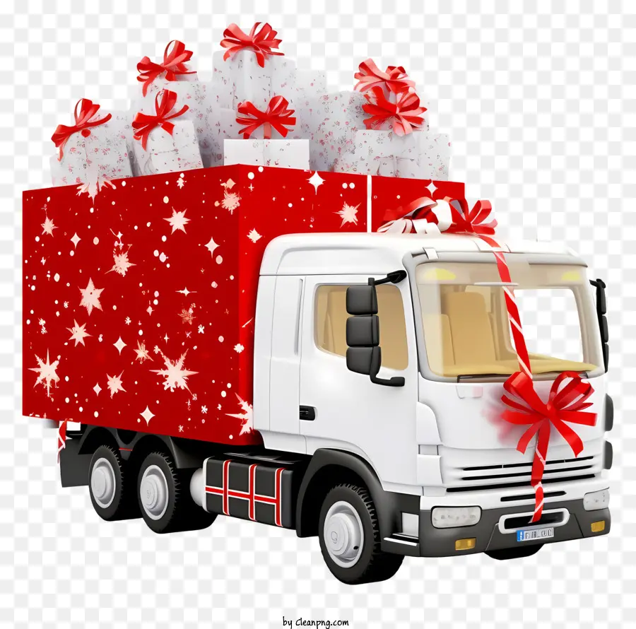 Delivery Truck，Red Bow PNG