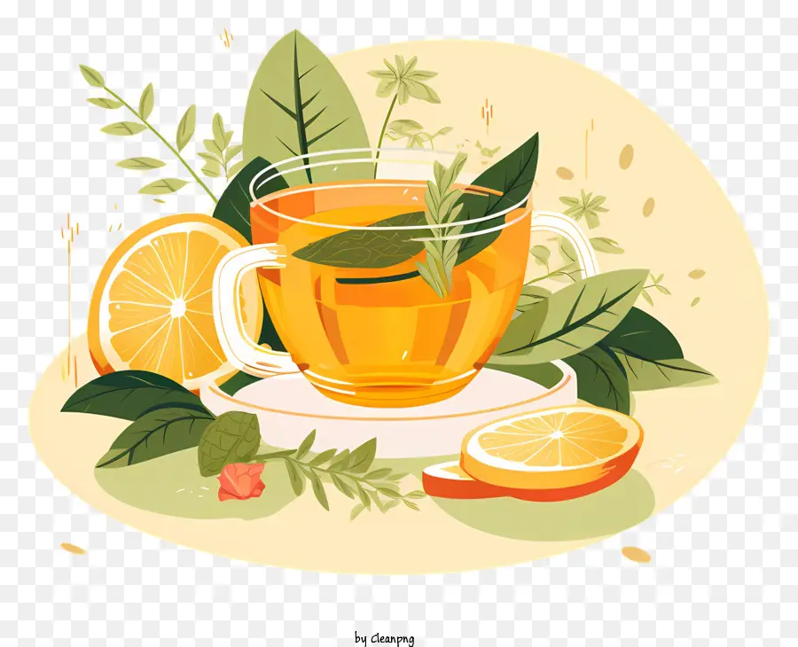 Свежего варивший чай，нарезанные апельсины PNG