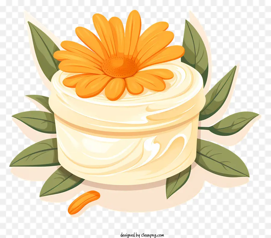 крем для торта，желтый цветок PNG
