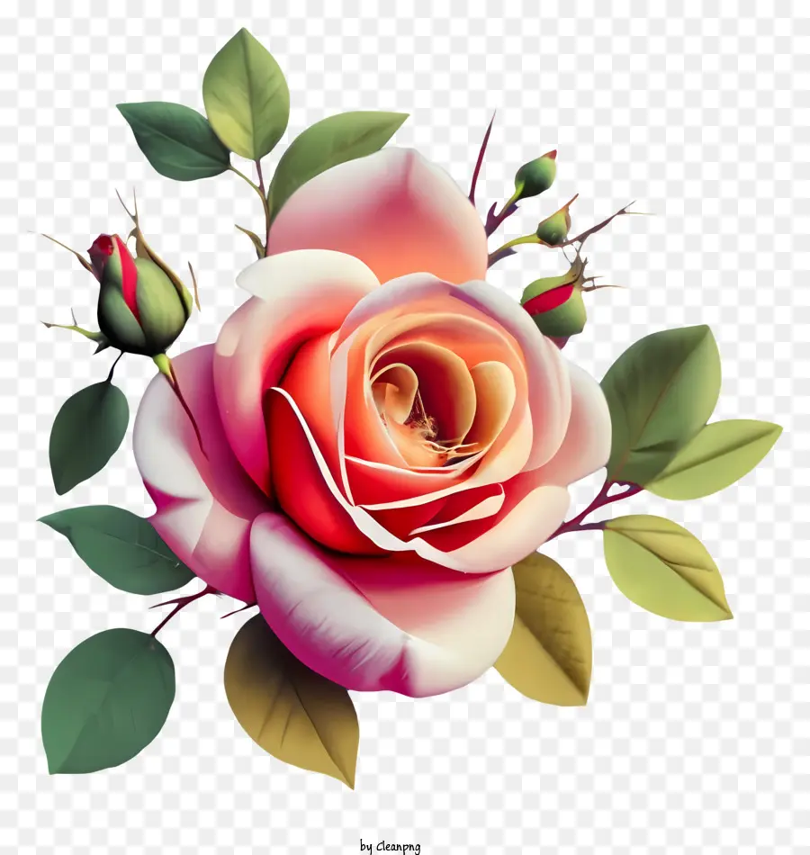 Pink Rose，полном расцвете PNG