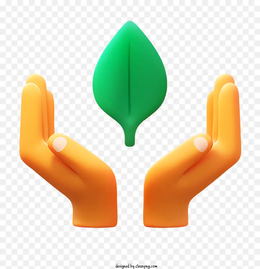 зеленые листья，желтоватые руки PNG