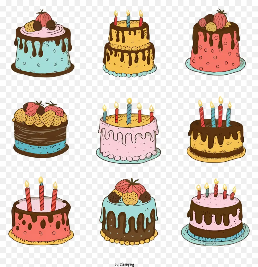 Торты ко дню рождения，шоколадные торты PNG