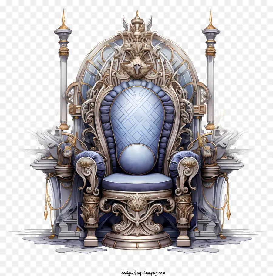 богато украшенный трон，замысловатая резьба PNG