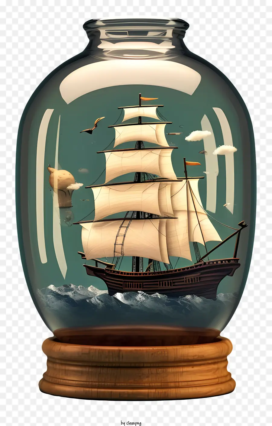 Парусное судно в бутылке，стеклянная бутылка корабль PNG