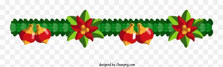 зеленая лоза，красные цветы PNG