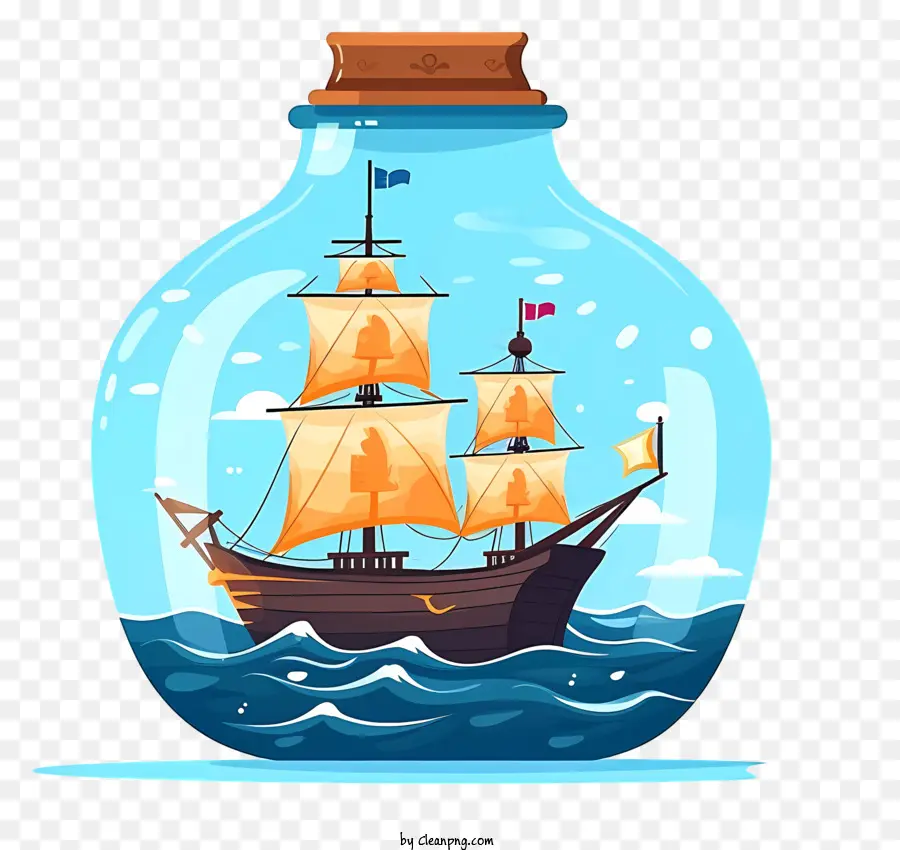 судно в бутылке，стеклянная бутылка корабль PNG