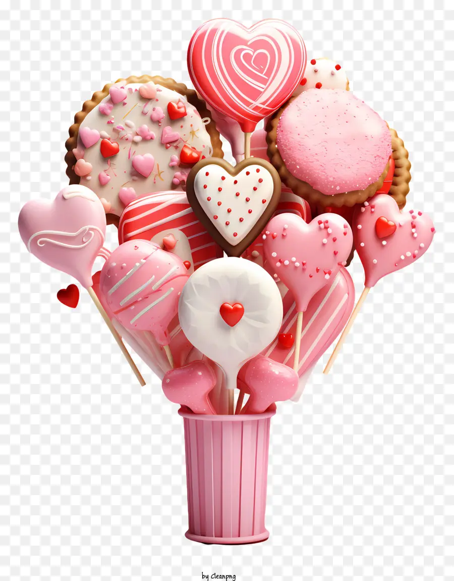 розовые сладости в форме сердца，Шоколадные розовые сердца PNG