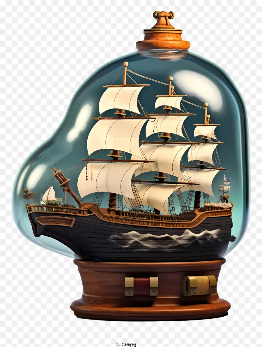 парусное судно，стеклянная бутылка PNG