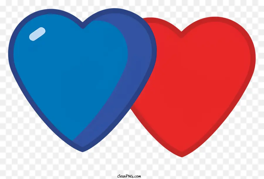 символ сердца，красное и синее сердце PNG