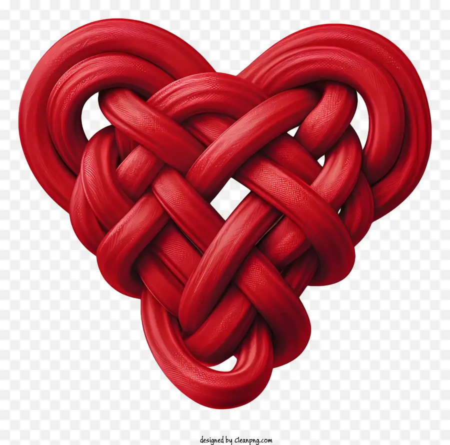 Сердце сделанное из завязанных веревок，Красное завязанное веревочное сердце PNG