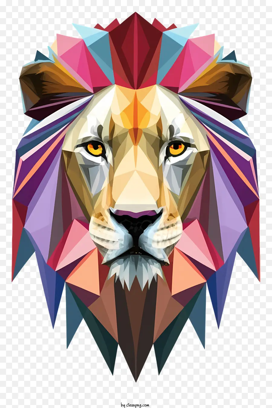 Геометрический лев，красочный лев PNG