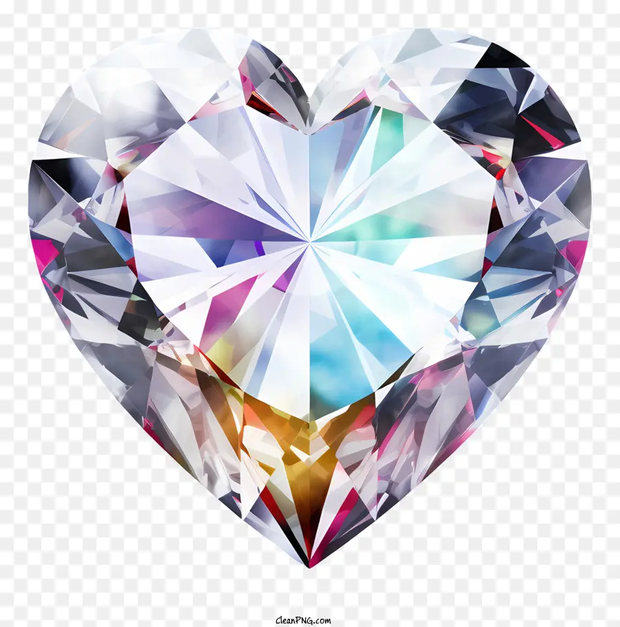 в форме сердца алмаз，красочные огни PNG