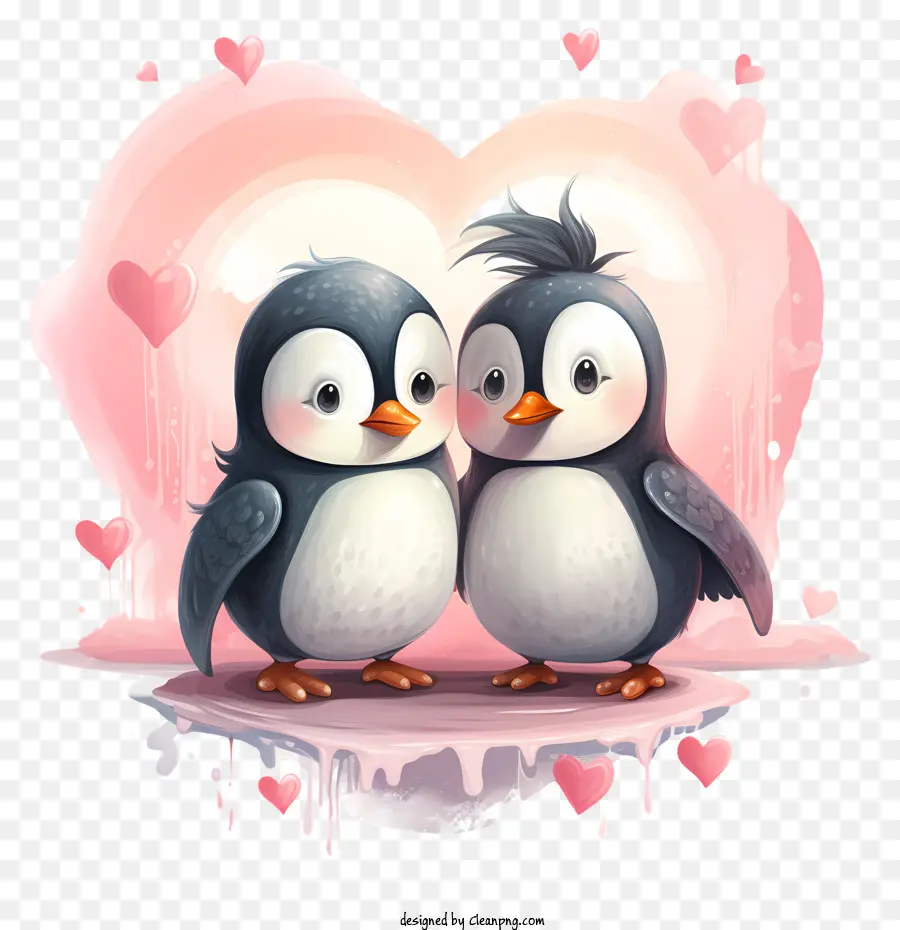 пингвины，Стена в форме сердца PNG