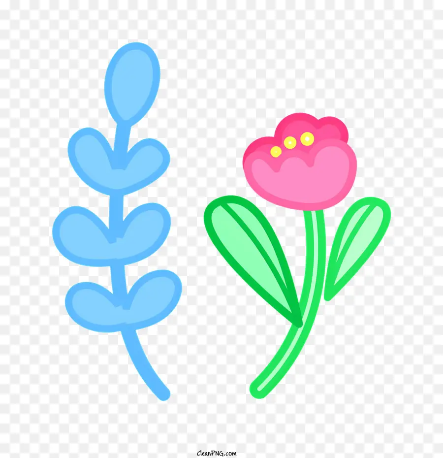 розовый цветок，Голубой цветок PNG