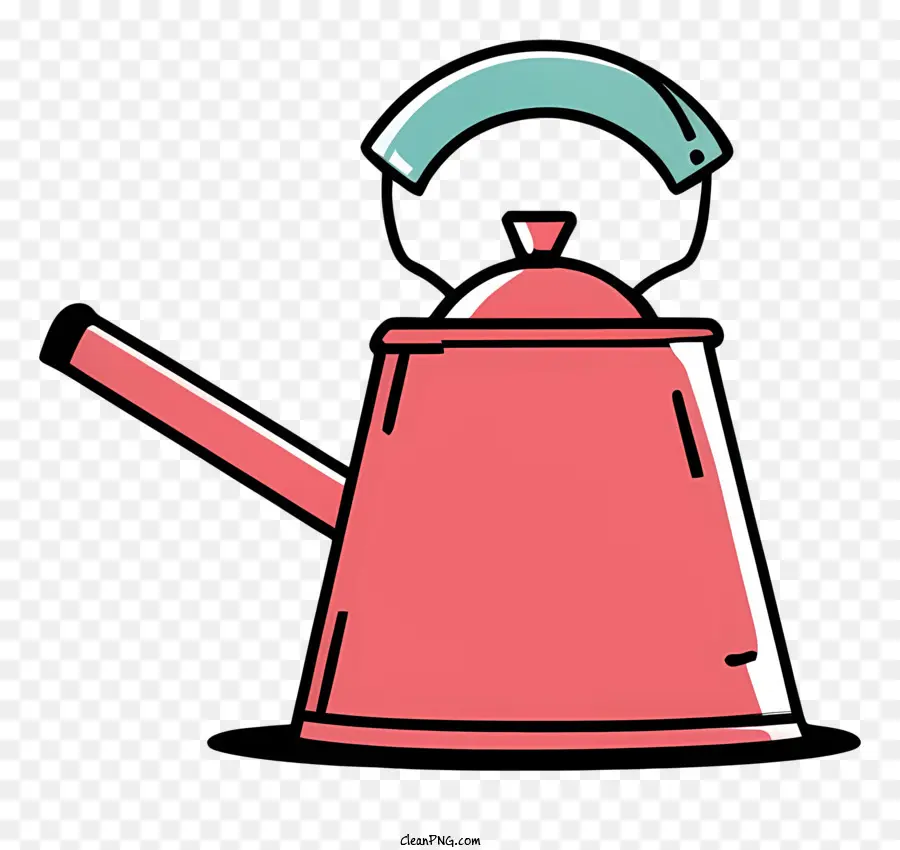 Красный чайник，черный фон PNG