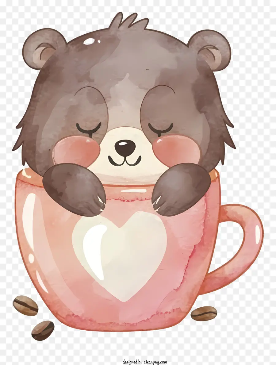 милый медведь，Розовая чашка PNG