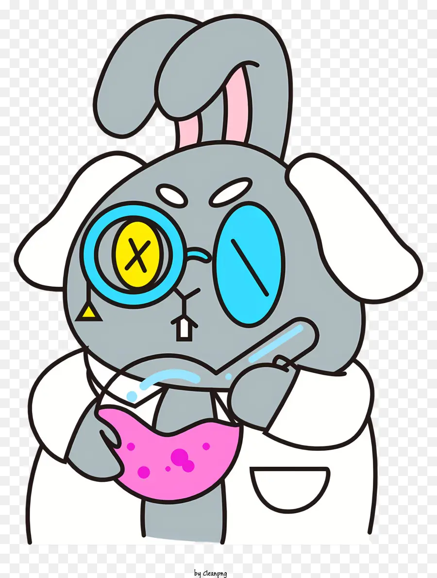 мультфильм кролик，лабораторный халат PNG
