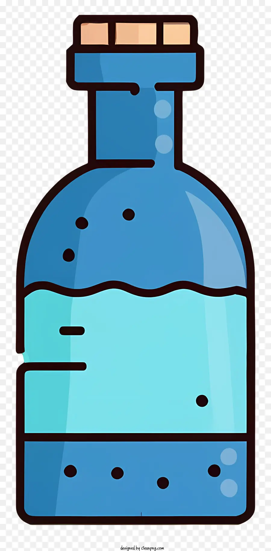 Голубая стеклянная бутылка，пробка PNG