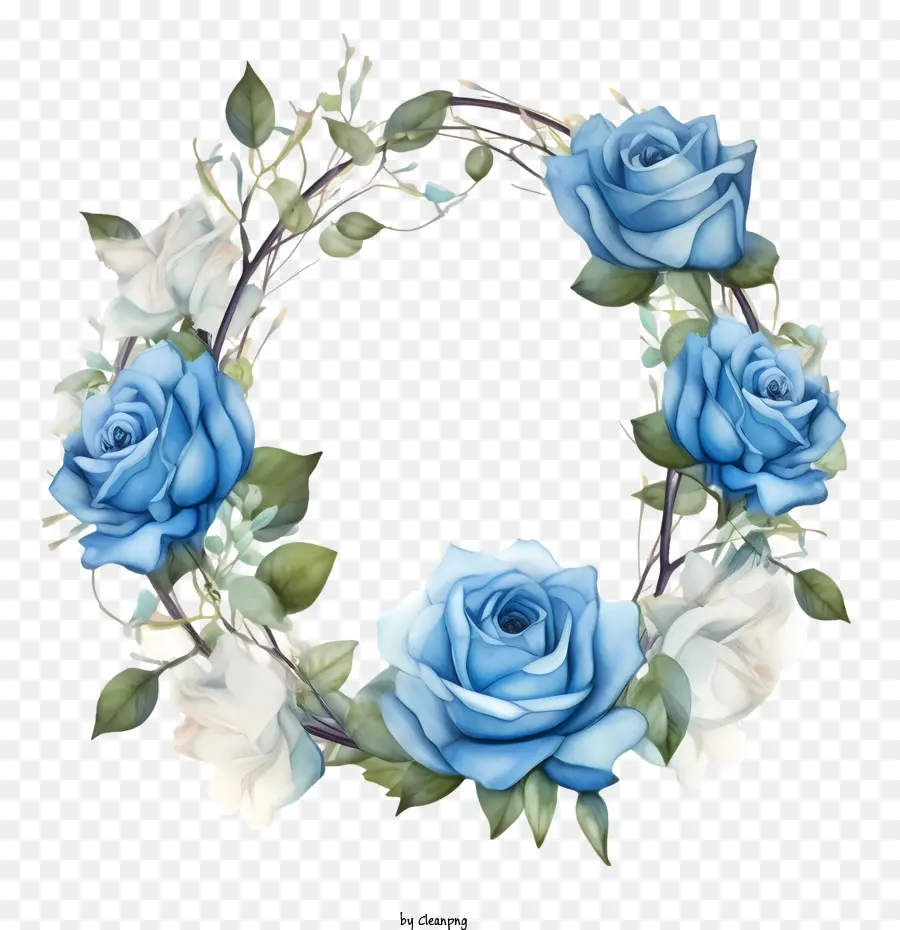 розовый венок，синие розы PNG