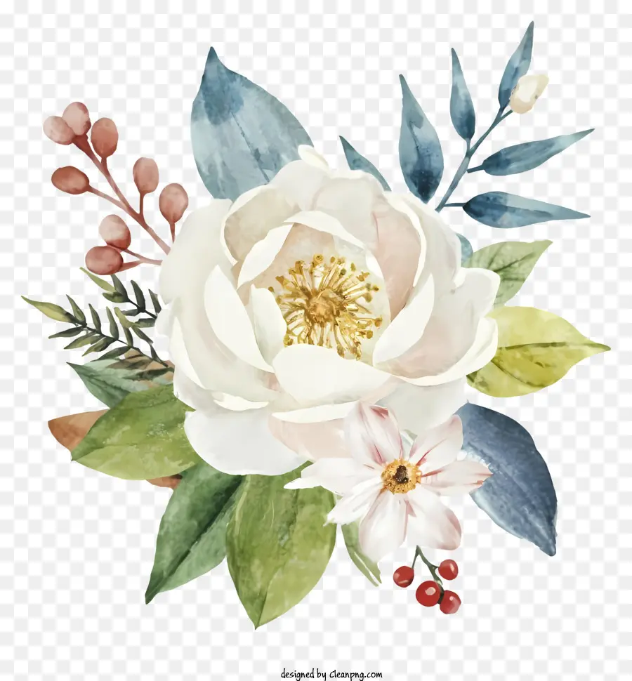 белый цветок，акварельная живопись PNG