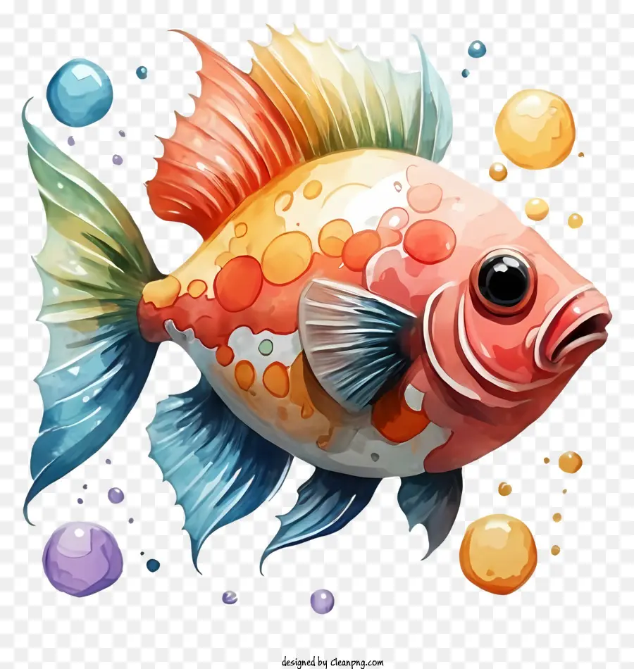 красочная рыба，водянистая среда PNG
