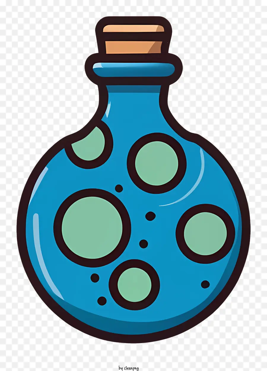 Голубая стеклянная бутылка，бутылка с пузырьками PNG