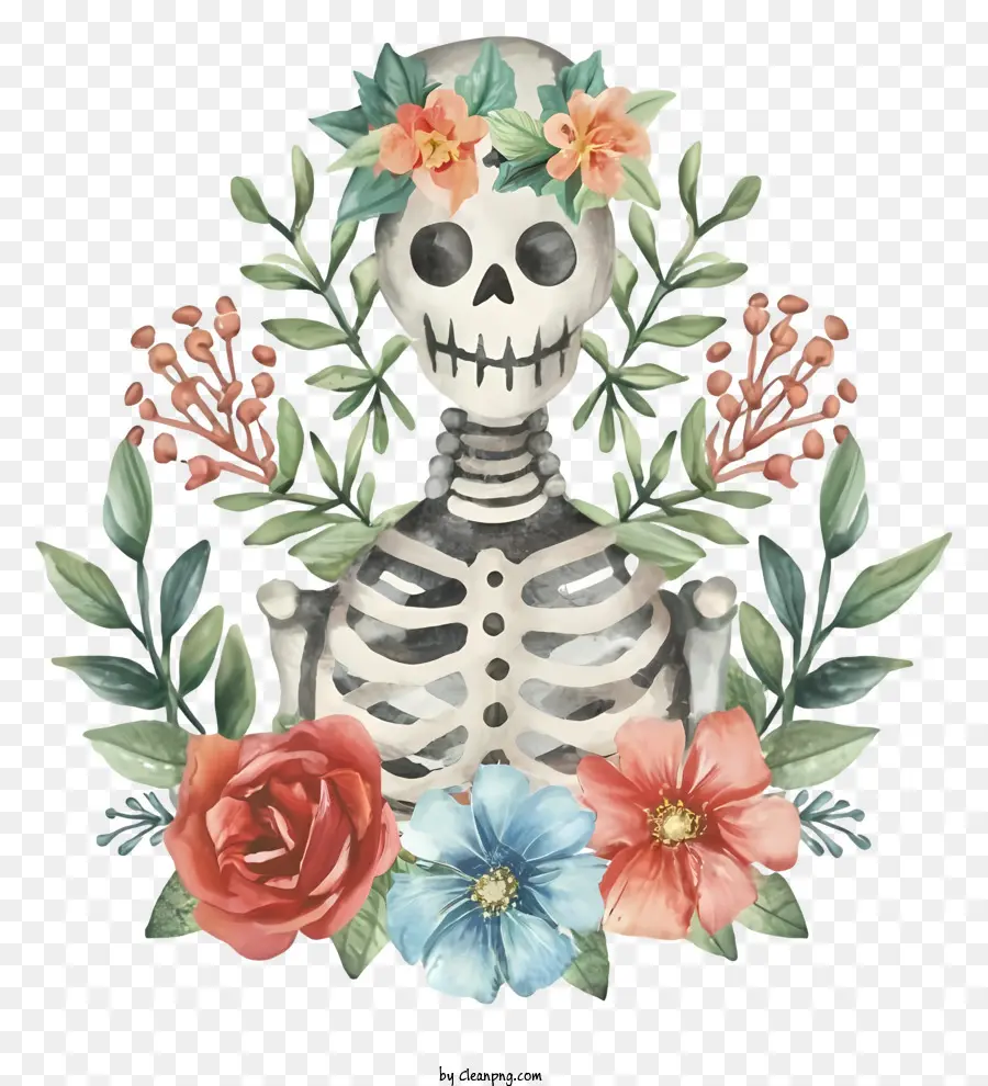 скелет искусства，короны цветы PNG