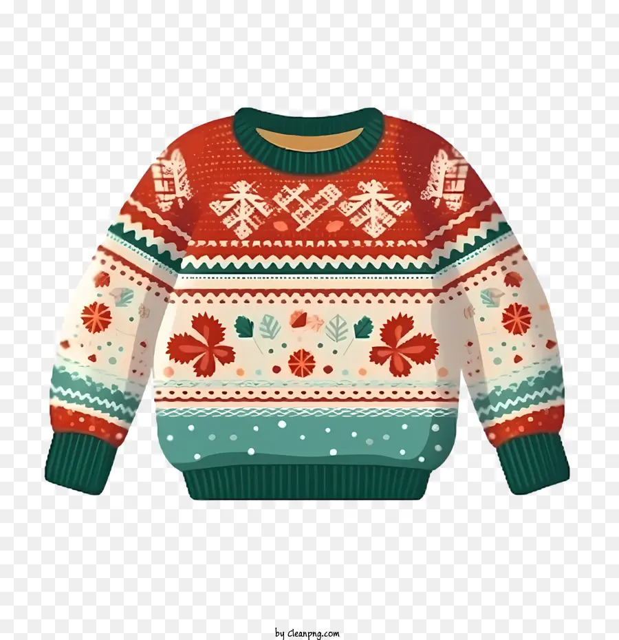 Рождественский свитер，красный и зеленый PNG