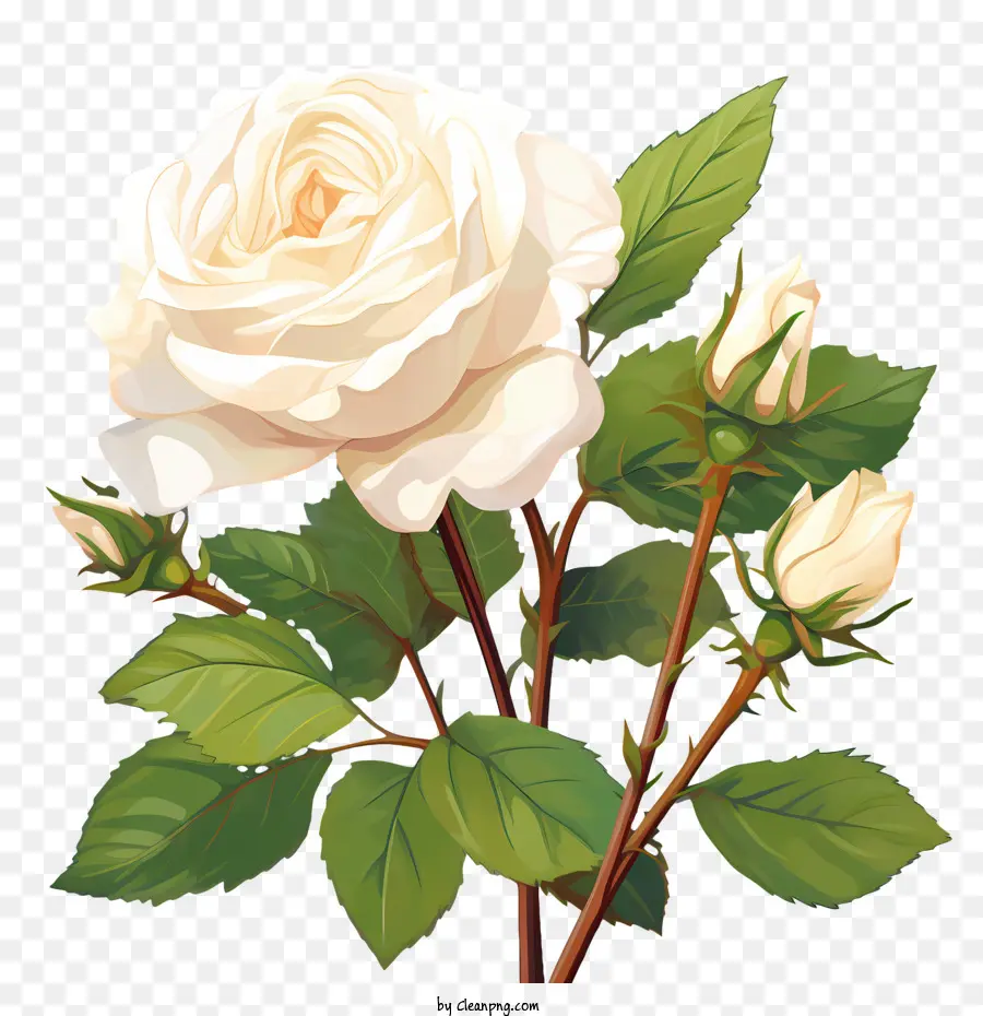 Белая розовая цветок，белый PNG