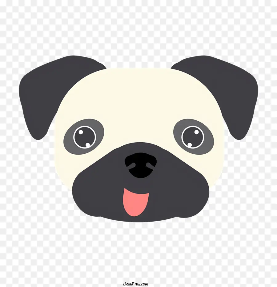 мультипликационный мопс，собака с языком PNG