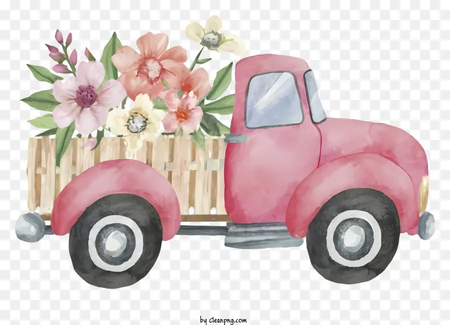 акварельная живопись，розовый грузовик PNG