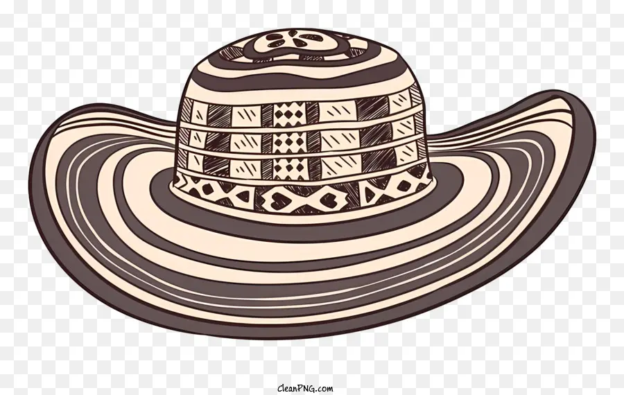 Ковбойская шляпа，черно белый рисунок PNG