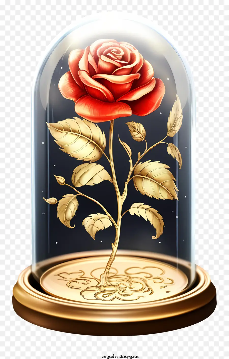 купольная стеклянная банка，Золотая Роза PNG