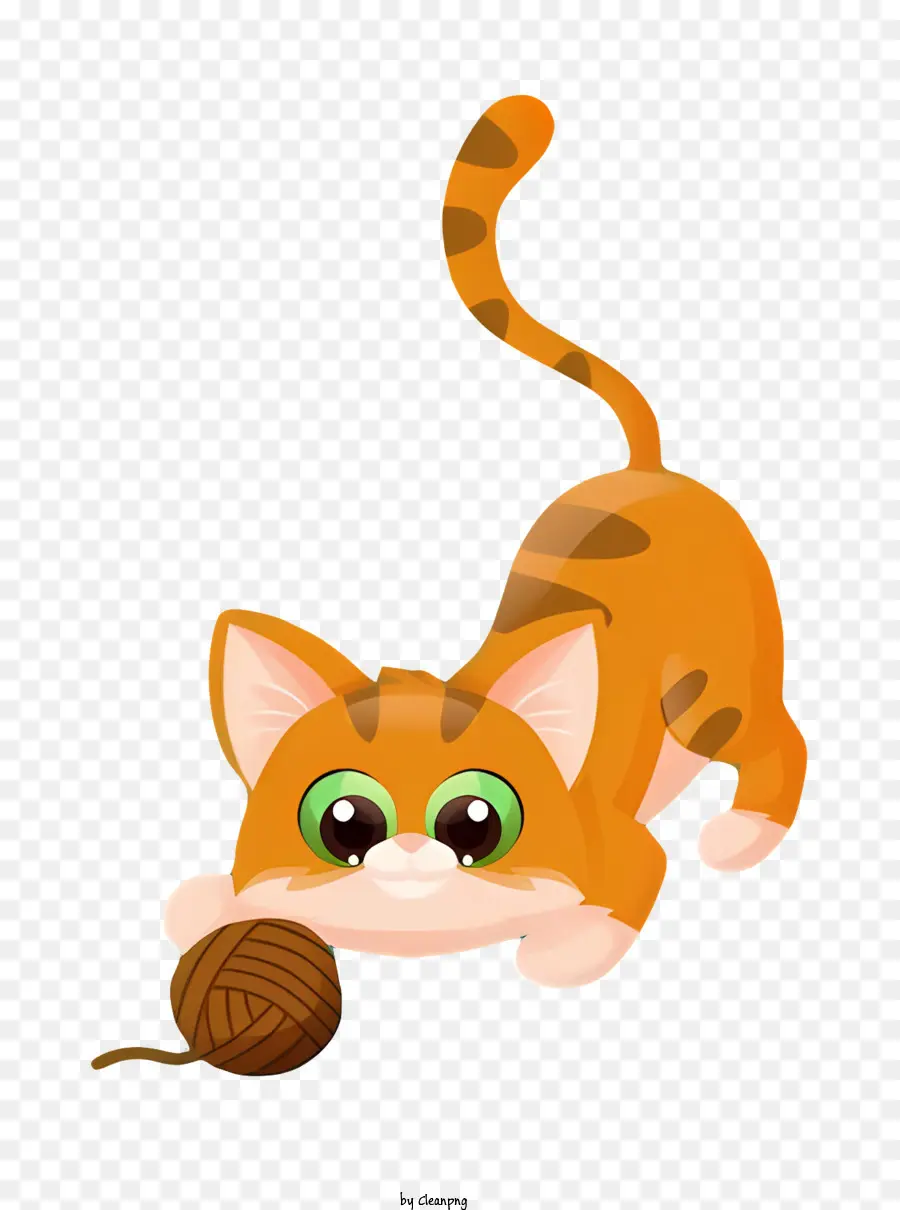 оранжевый кот，пряжа мяч PNG