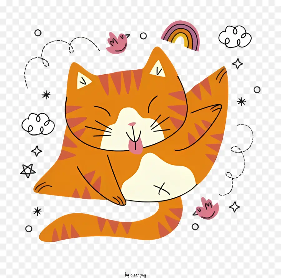 мультфильм кот，оранжевый и белый кот PNG