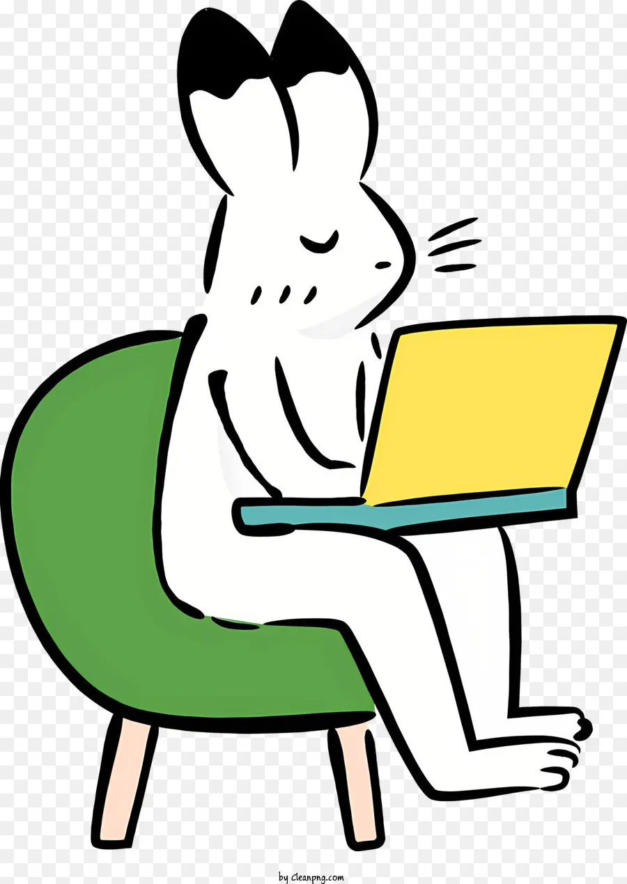 кролик работающий на ноутбуке，Офис кролик PNG