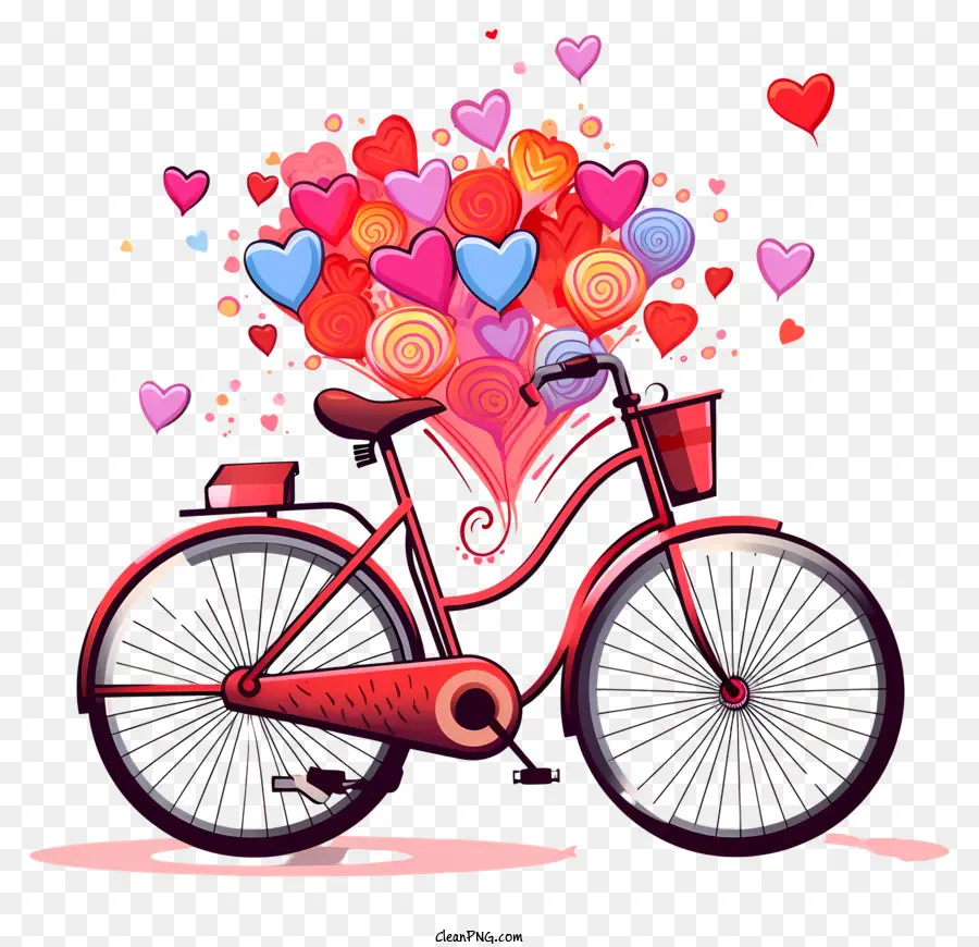 Велосипед，Сердце в форме воздушного шара PNG