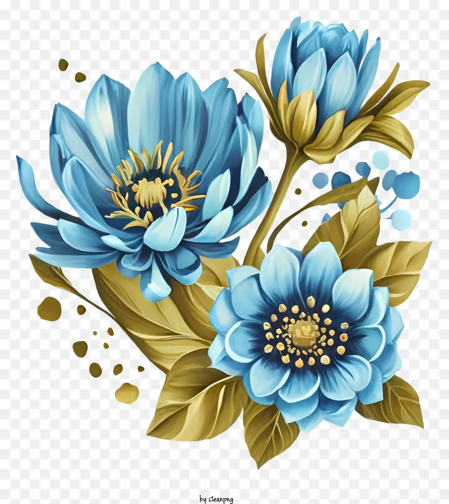 синие цветы，букет PNG