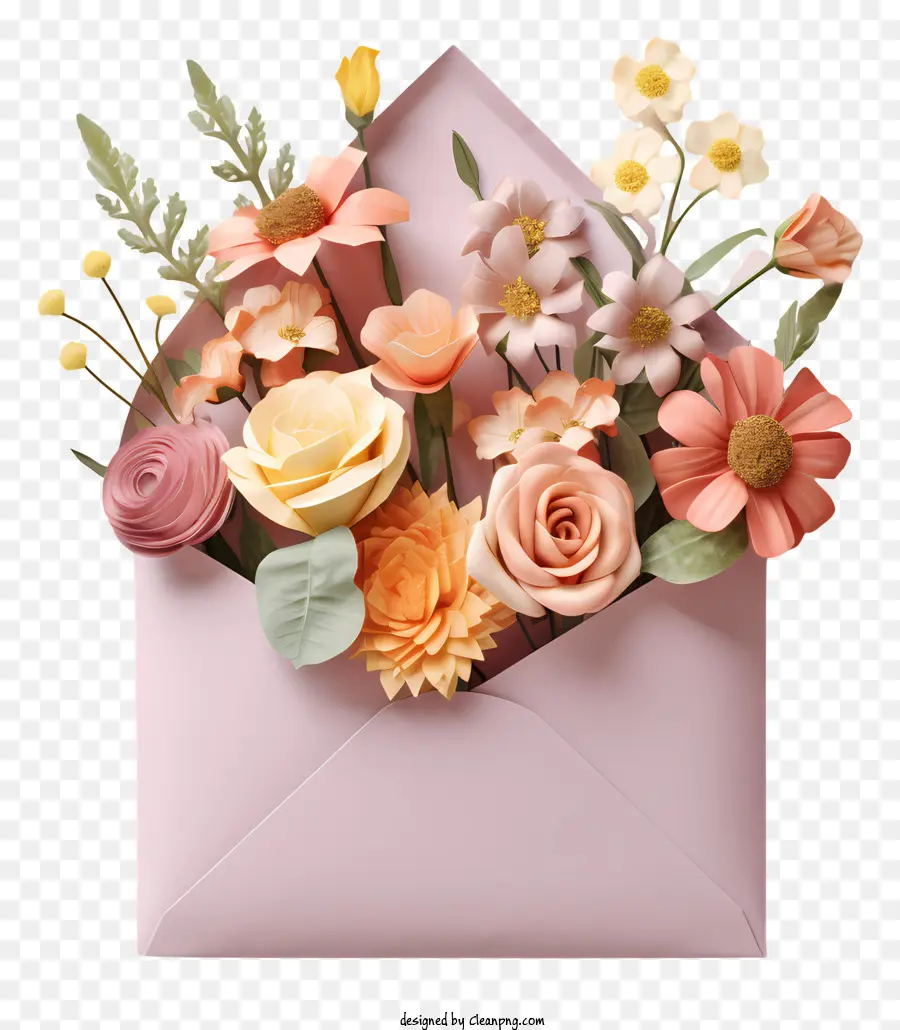 цветочная композиция，конверт с цветами PNG