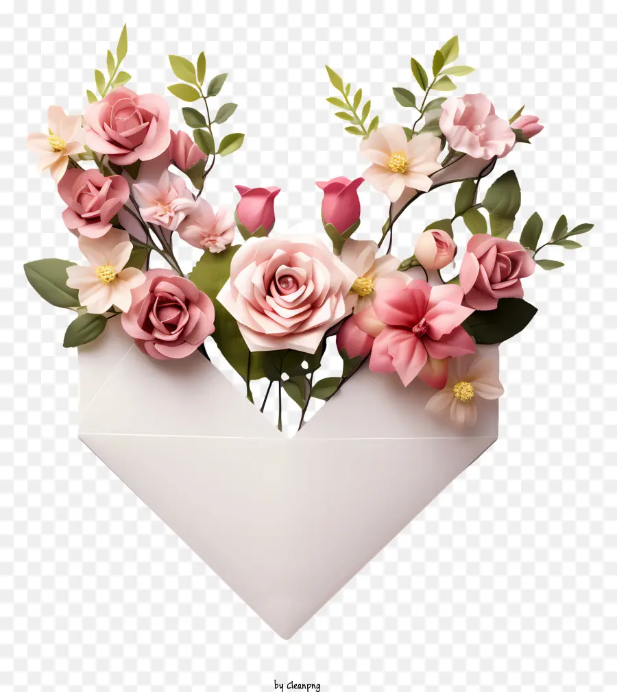 Розовые цветы，конверт с цветами PNG