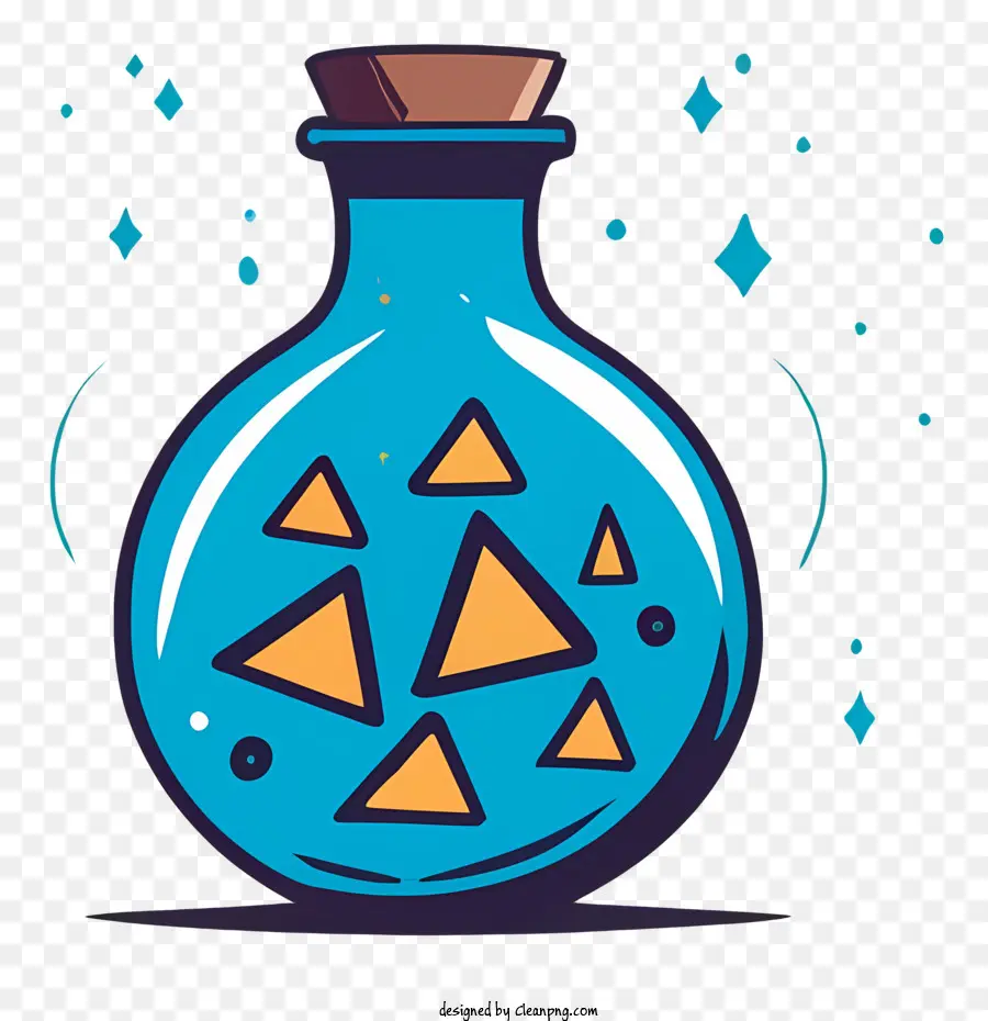 Голубая стеклянная бутылка，Корк PNG