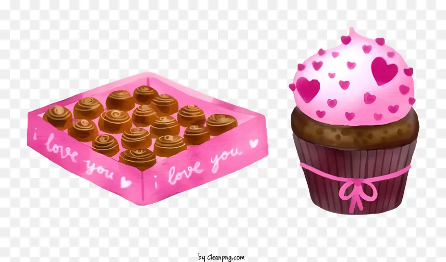 День святого Валентина кексы，розовый коробка PNG