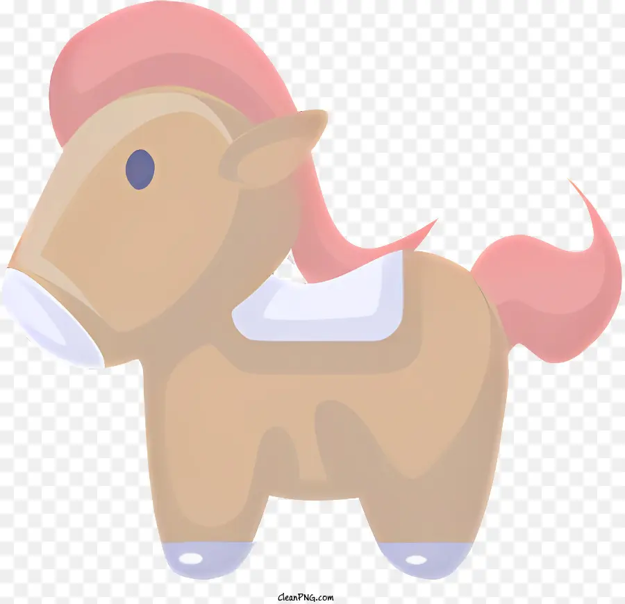 коричневая лошадь，розовая грива и хвост PNG