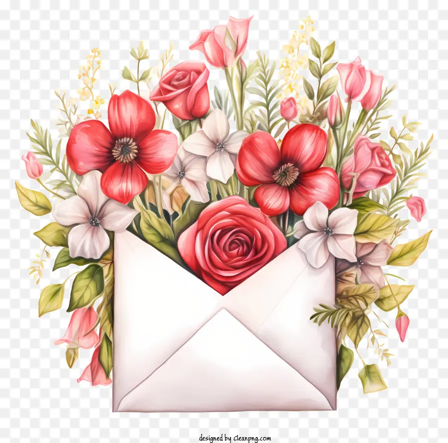 цветы，конверт PNG