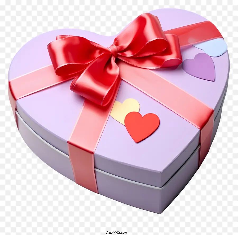 розовая коробка в форме сердца，лук сверху PNG
