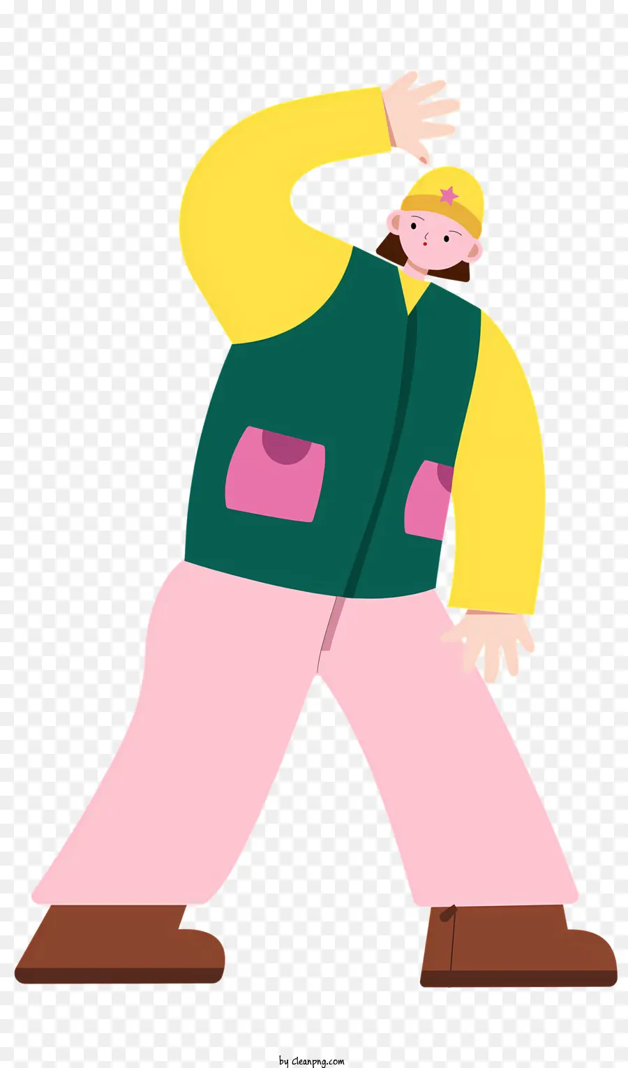 Человек в розовом и желтом жилете，брюки цвета хаки PNG